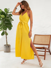 V Neck Wide Leg Jumpsuit for Women