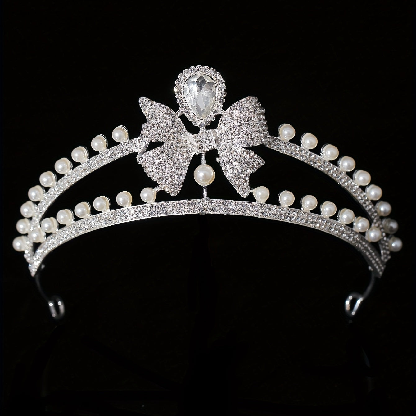 3pcs Wedding Crown Necklace Earrings Set Crown Jewelry