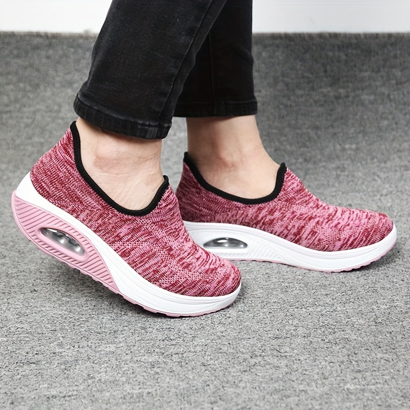 Women's Mesh Slip-On Walking Shoes Air-Cushioned Breathable Sneakers
