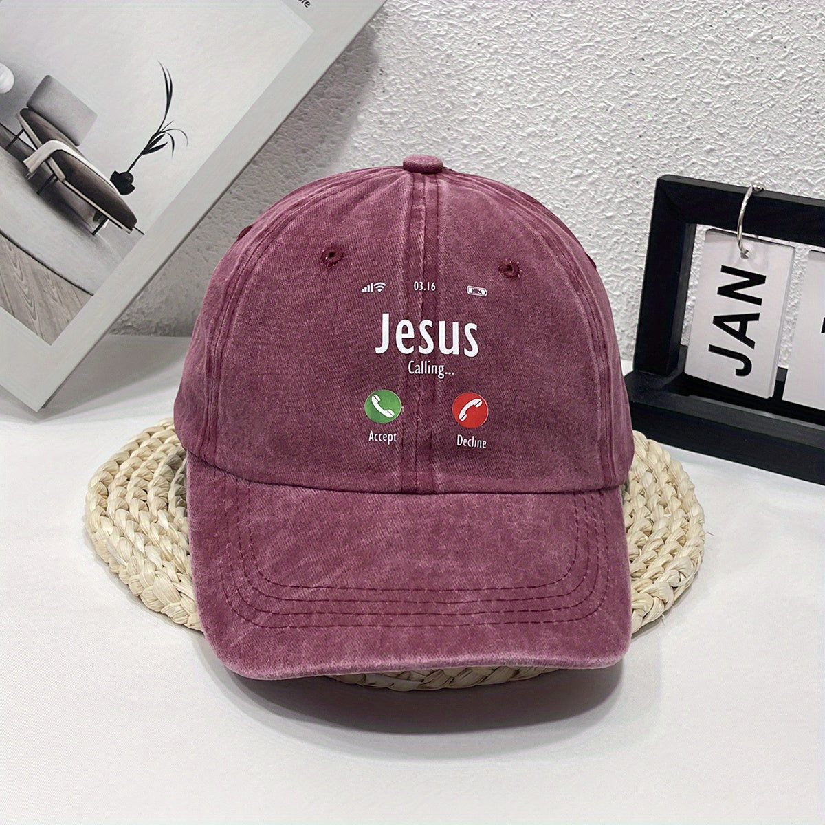 JESUS CALL Washed Denim Baseball Cap For Men And Women
