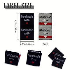 50pcs Personalized With Love Woven Sewing Labels - Double sided