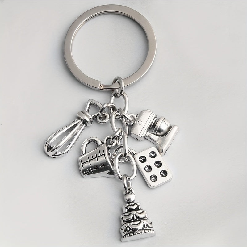Mini Bake Tools Keychain Metal Key Ring Purse Handbag Car Charm Phone Pendant