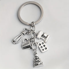 Mini Bake Tools Keychain Metal Key Ring Purse Handbag Car Charm Phone Pendant