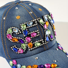 Y2K Rhinestone SEXY Patch Baseball Cap Denim Sports Hat