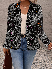  Web Print Long Sleeve Open Front Cardigan