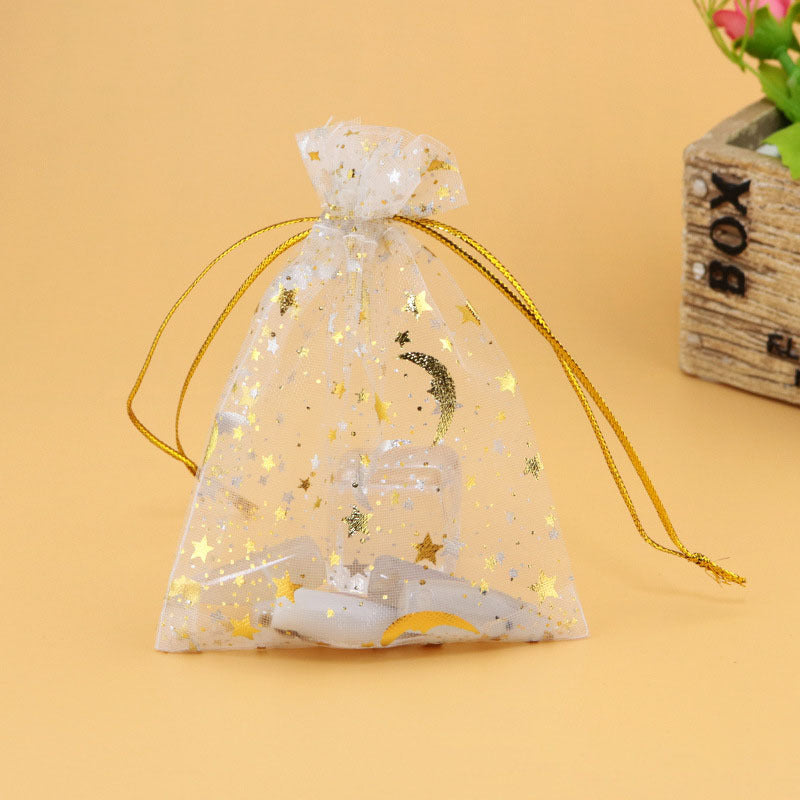 50pcs Bronzing Star Moon Organza Mesh Bag