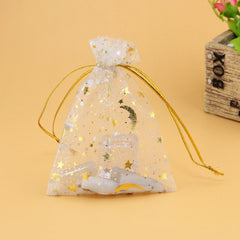 50pcs Bronzing Star Moon Organza Mesh Bag