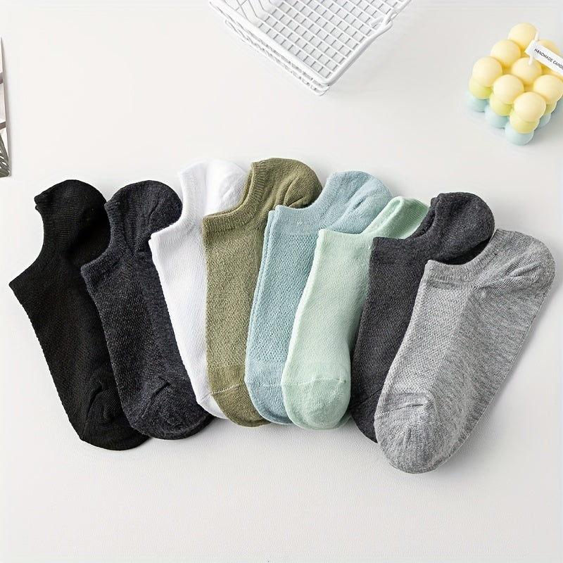 Breathable Lightweight Ankle Socks Women's Stockings - 8 Pairs Solid Socks