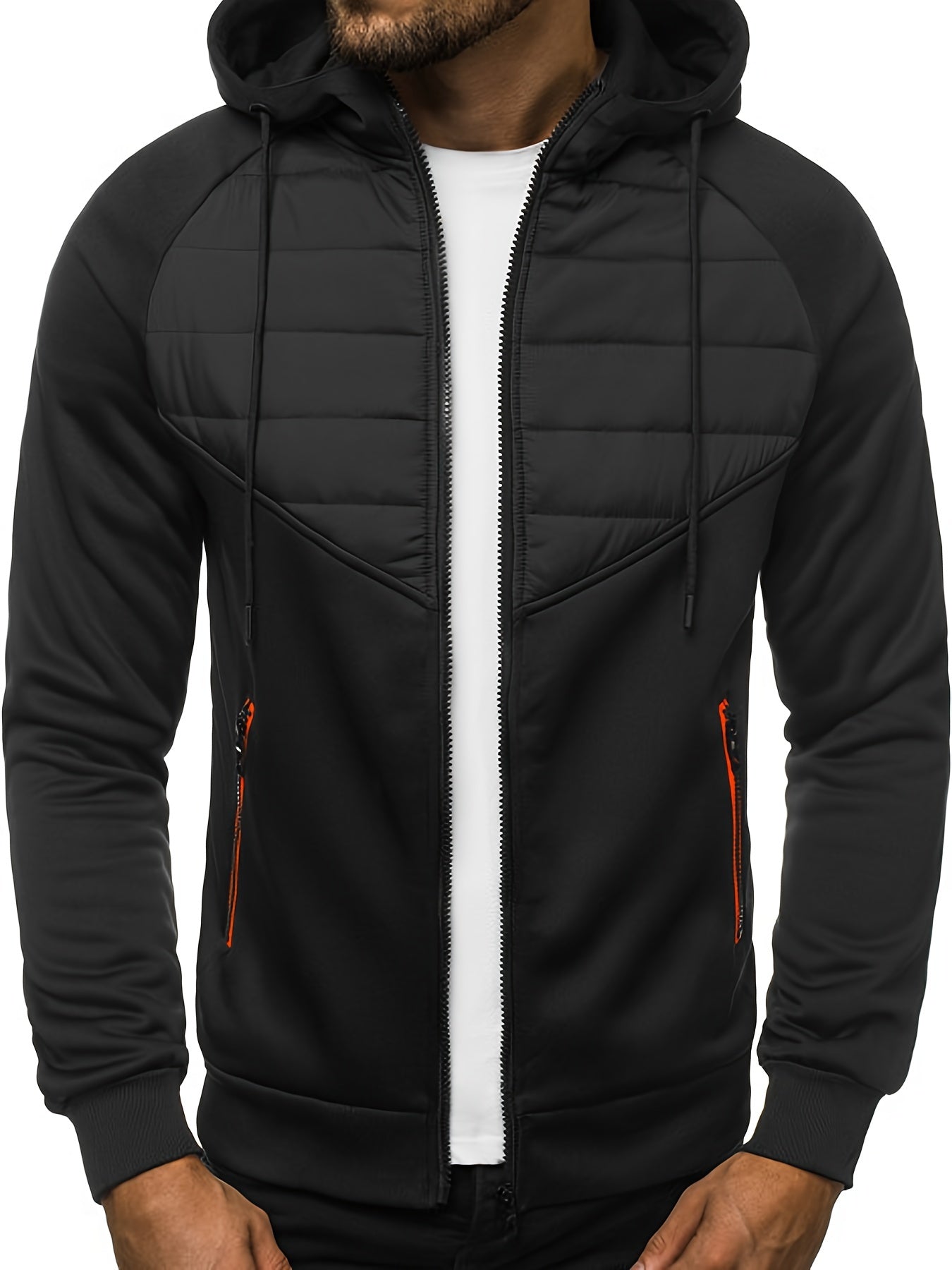 Patchwork Zip Hooded Sweatshirt Men's Jacket Coat