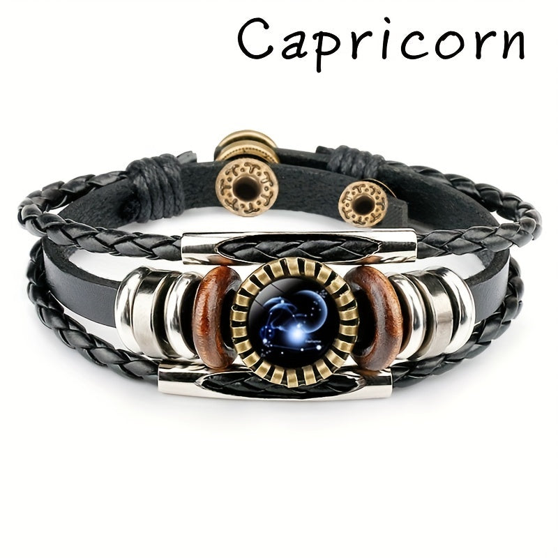 12 Constellation Beaded Leather Bracelets