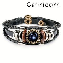 12 Constellation Beaded Leather Bracelets