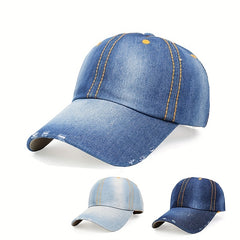 Distressed Denim Baseball Cap Hip Hop Unisex Dad Hat