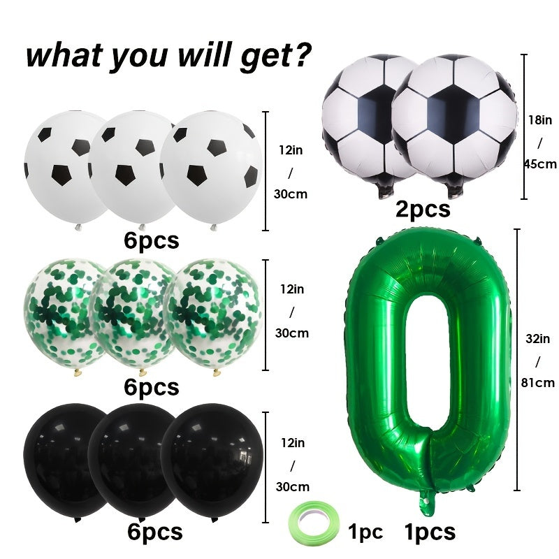 22pcs Football Balloon Set Green 81 28 Cm Number Balloon Sequin Balloon Set
