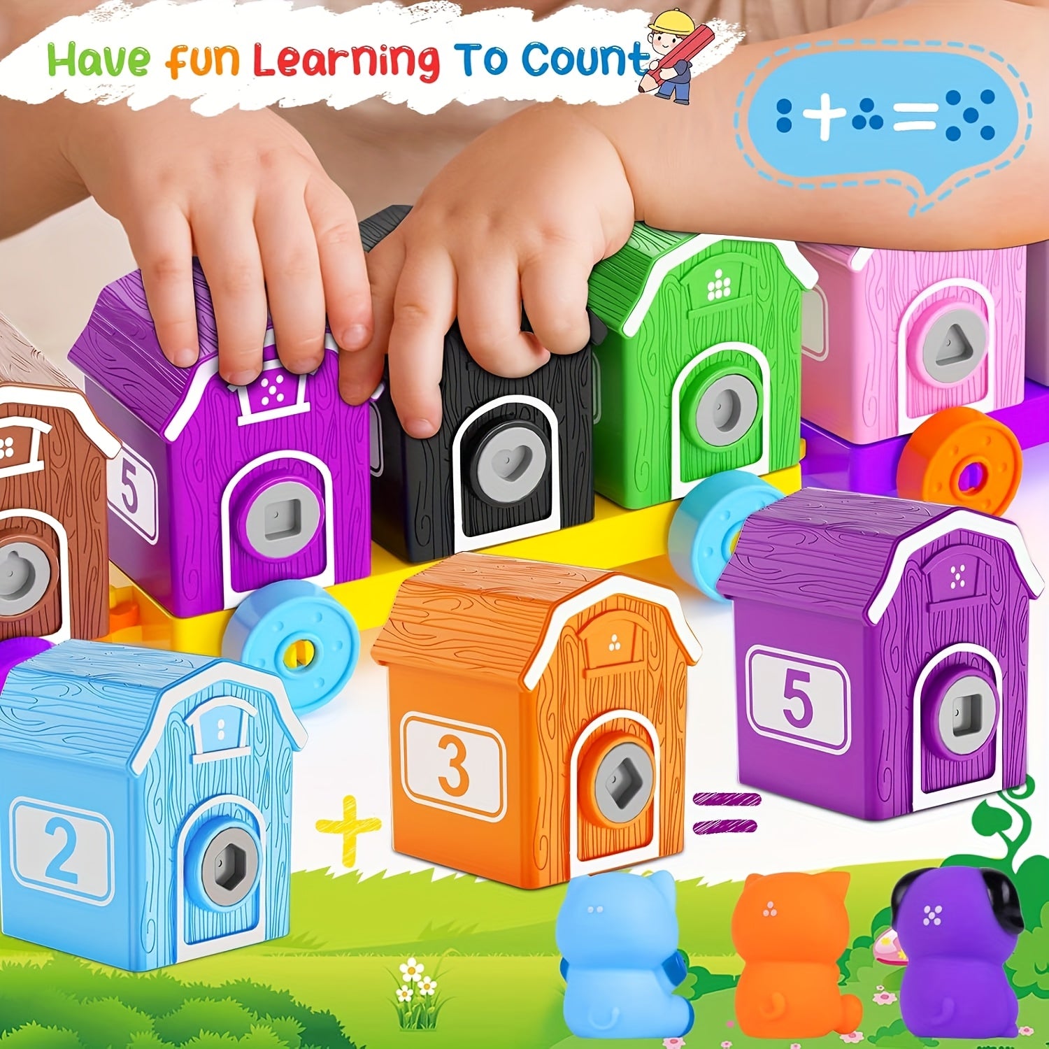 Treasure Game Matching Train with 10 Animal Puppets