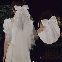 Bridal Head Veil With Mesh And Satin Bowknot Wedding Accessories