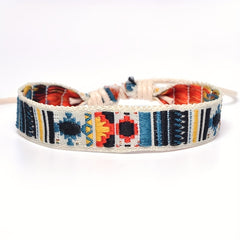 Men's Folk And Linen Bracelet Retro Embroidery Hippie Friendship Wrap Bracelet