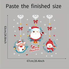 Christmas Window & Door Decorations Santa Claus Elk Snowman Art Decor