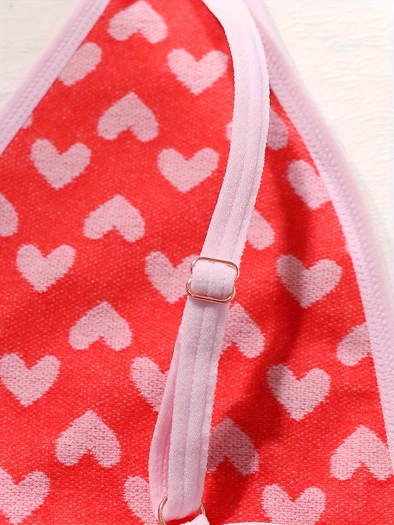 Heart Print Christmas Bra & Panties Lingerie Set