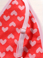 Heart Print Christmas Bra & Panties Lingerie Set