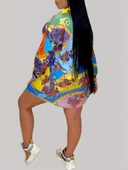  Paisley Floral Print Button Up Shirt Dress