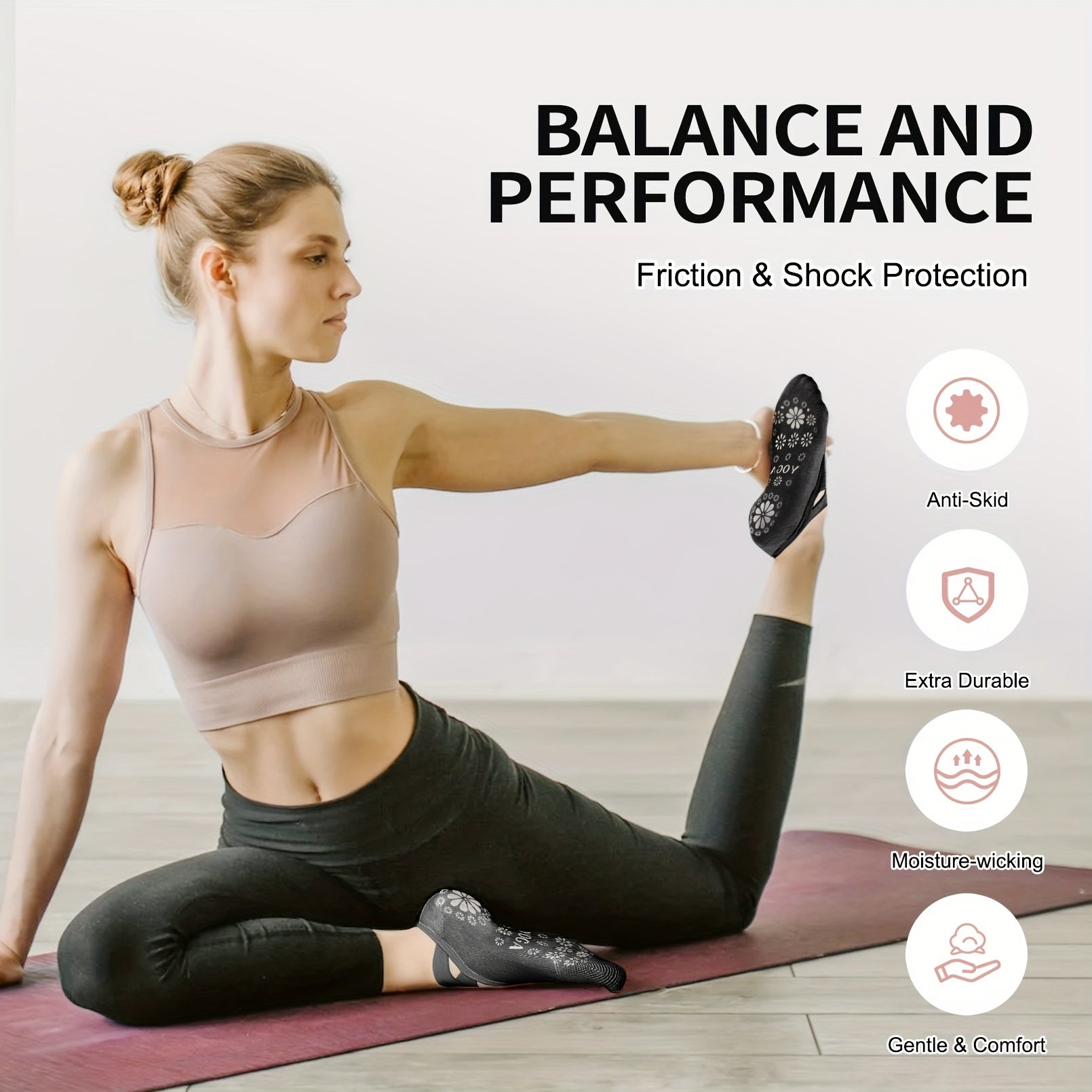 Yoga Socks Non skid Gripper Socks In Barre Pilates Ballet For Women