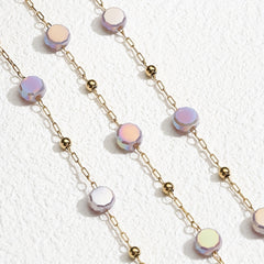 1m Stainless Steel Crystal Stone Chain Purple Beaded Sweater Chain