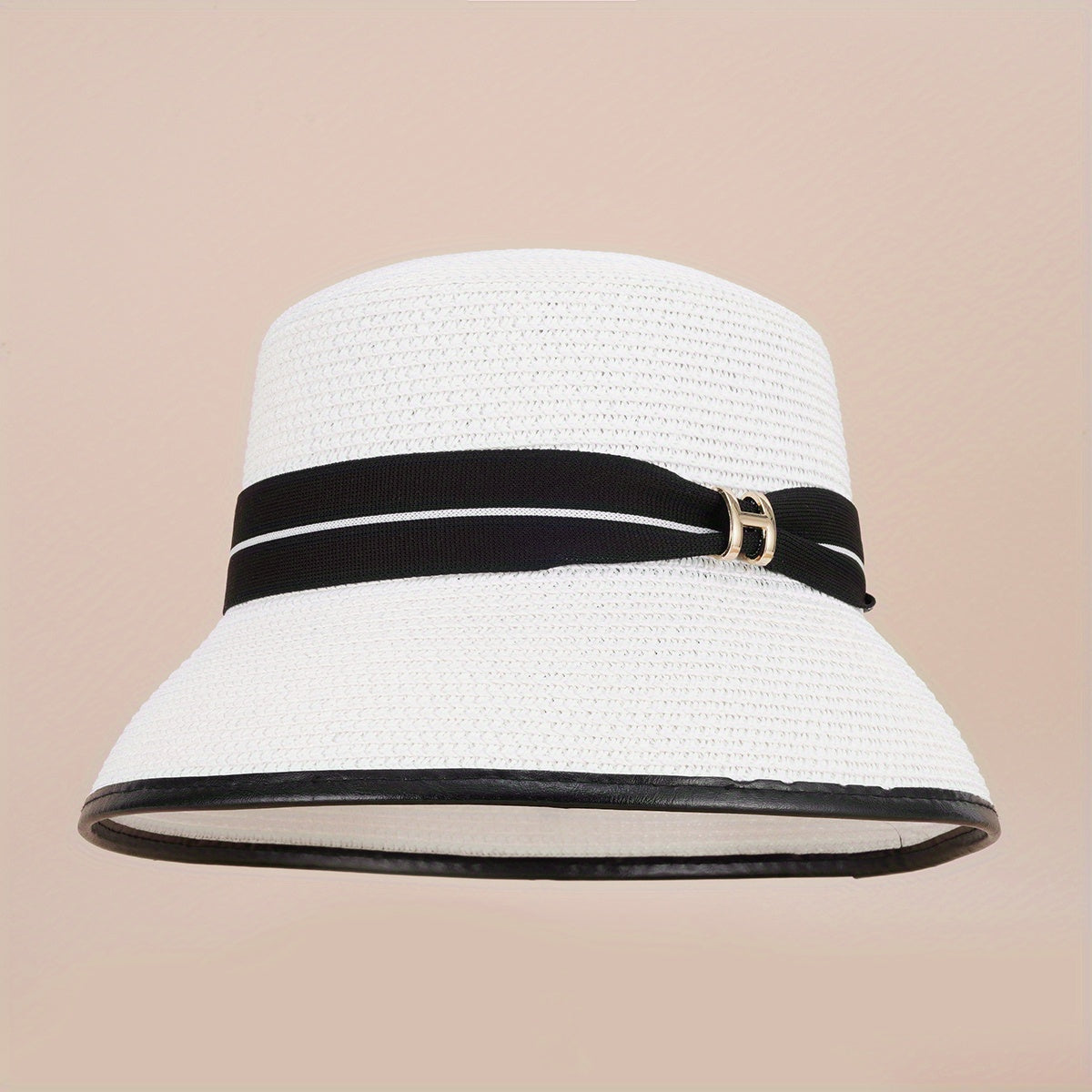 Straw Bucket Hat Strap Decor Classic Sunscreen Basin Hat Women