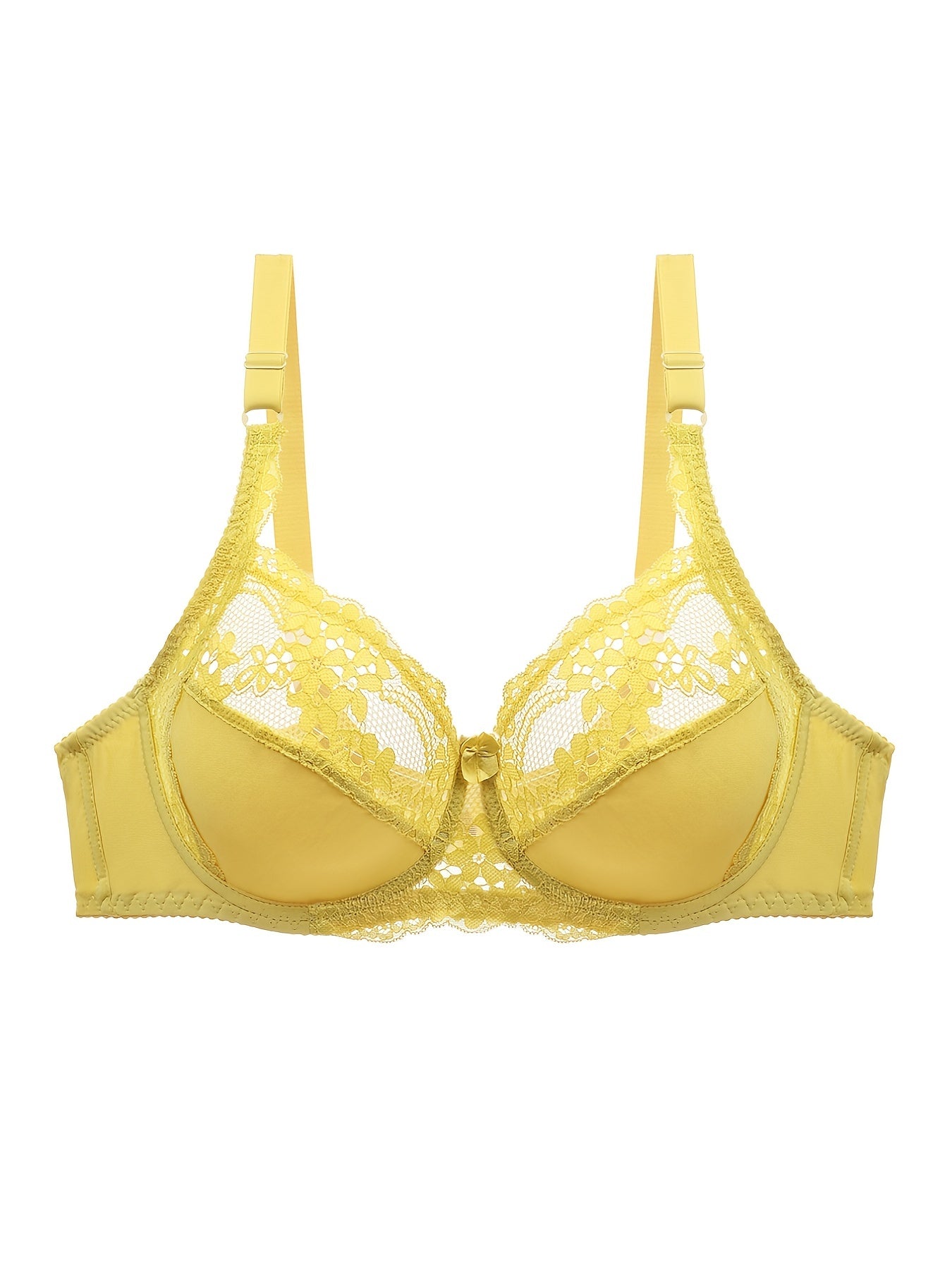  Lace Full Coverage Bra Solid Semi Sheer Sexy Bralette
