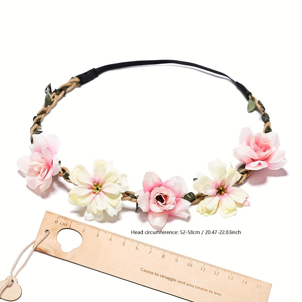 Boho Flower Wreath Headband Hair Hoop for Women Girls