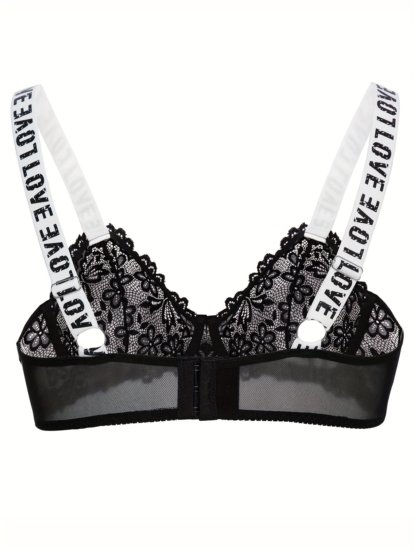  Sexy Bra Women's Plus Floral Lace Letter Tape Hook & Eye Bra