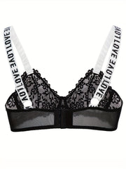  Sexy Bra Women's Plus Floral Lace Letter Tape Hook & Eye Bra