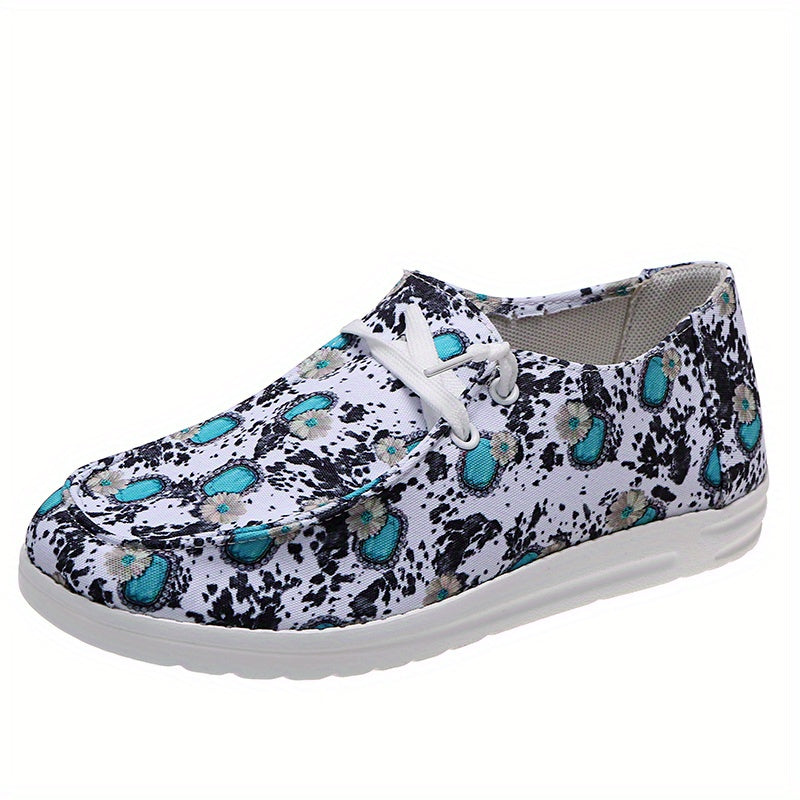 Sunflower Pattern Boat Shoes Flat Skate Shoes Women's Footwear