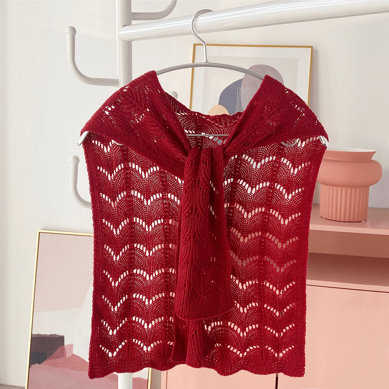 Geometric Hollow Out Shawl Knitted Warm Wrap Thin Breathable Cape Cardigan