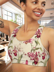  Floral Print Racer Back Yoga Running Bra