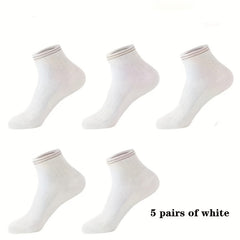 5 Pairs Striped Short Socks Comfy & Breathable Women's Stockings