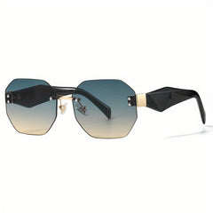 Polygonal Rimless Sunglasses UV400 Gradient Glasses