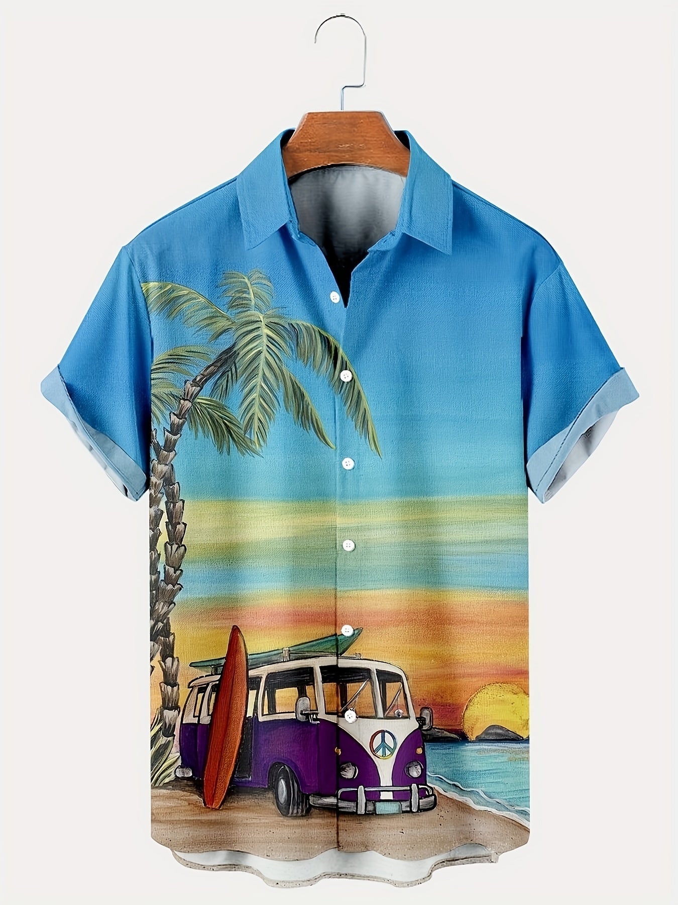 Floral Print Casual Short Sleeve Hawaiian Shirt for Men
