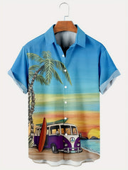 Floral Print Casual Short Sleeve Hawaiian Shirt for Men