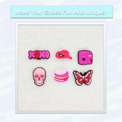 35pcs Pink Shoe Charms For Jibbitz Bubble Slides Sandals Kids Girls Boys