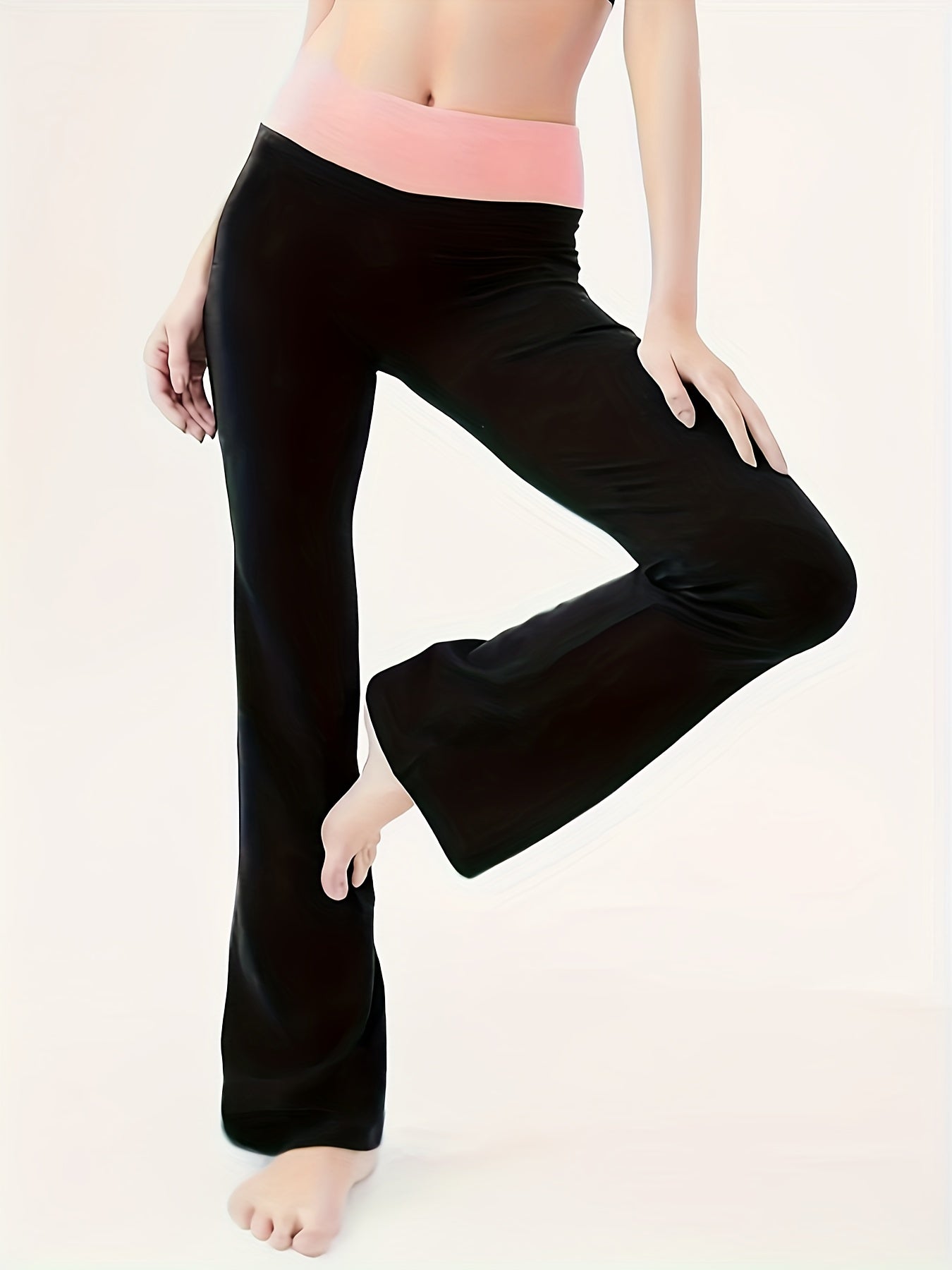  Colorblock High Rise Flared Leg Pants