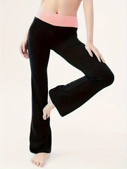  Colorblock High Rise Flared Leg Pants