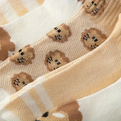 5 Pairs Lion Print Ankle Socks Soft Lightweight Women's Stockings