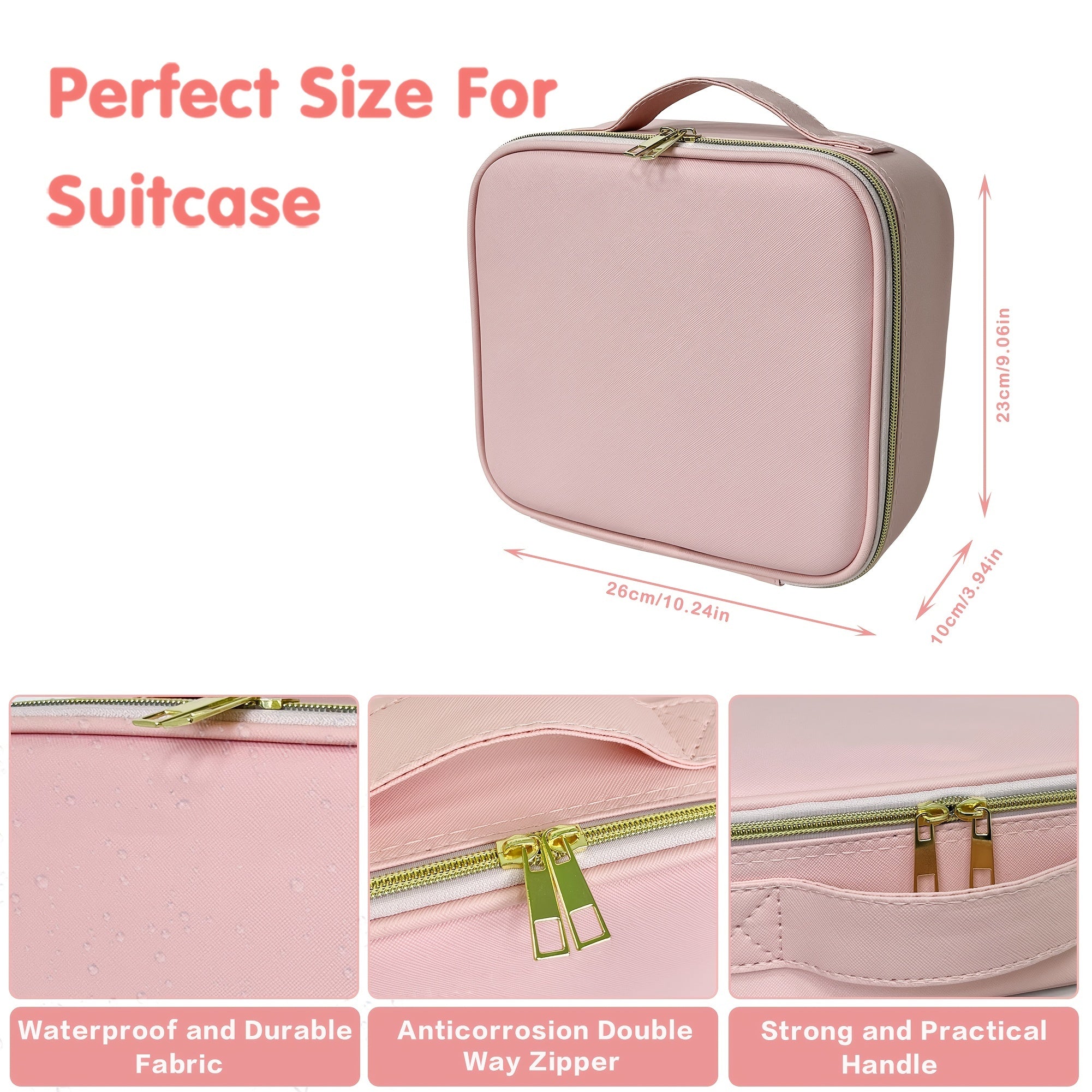 Travel Makeup Train Case With Lighted Mirror & Organizer