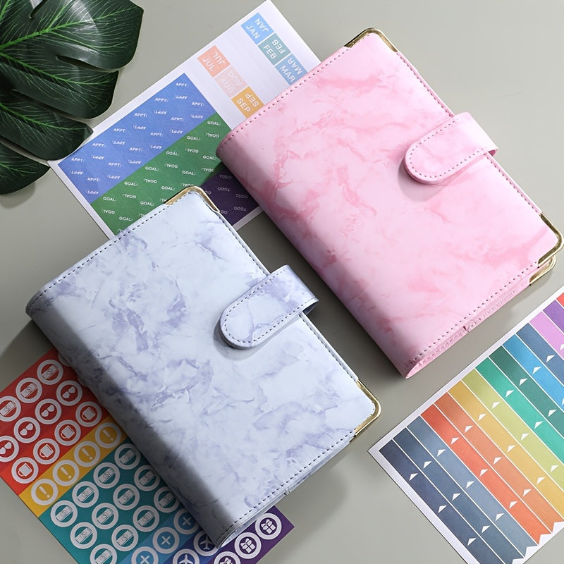 Marble Pattern Corner Protector Magnetic Buckle Notebook