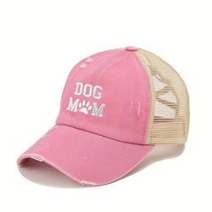 Dog Mom Ponytail Trucker Hat Washed Distressed Baseball Cap Y2K