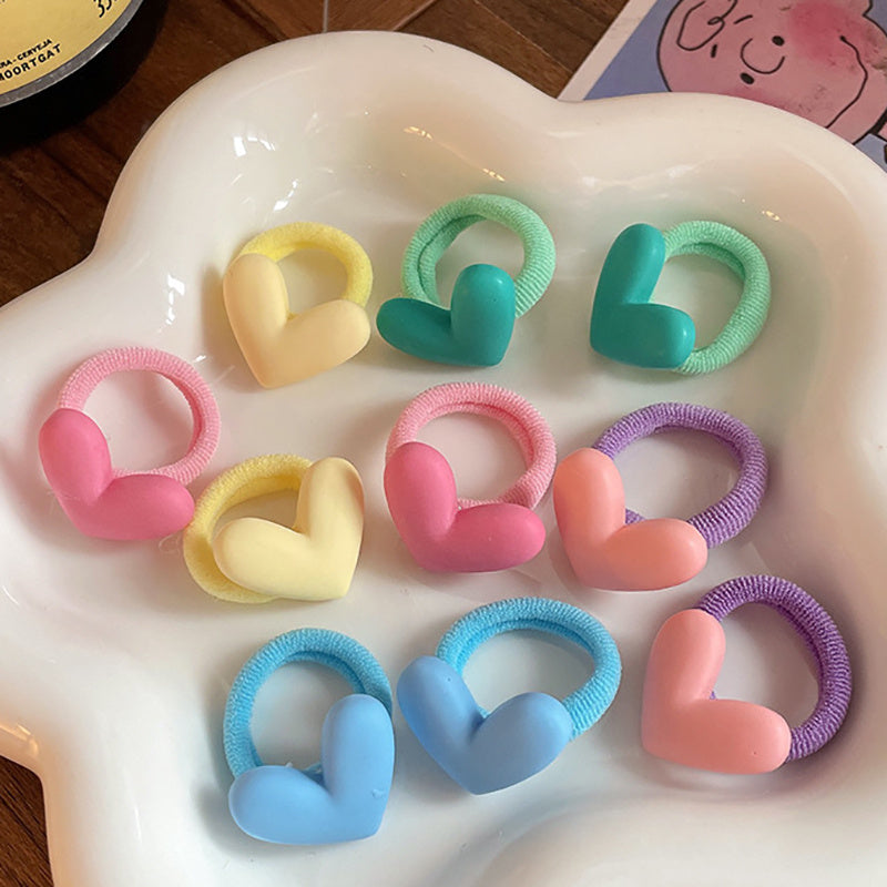 10pcs Easter Rabbit Heart Hair Ties For Thin Hair