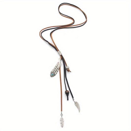 Boho Velvet Faux Leather Tassel Necklace