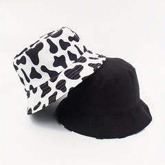 Cow Panda Print Bucket Hat Reversible Fisherman Cap for Women