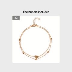 Double Layer Anklet Heart Charm for Men Unisex