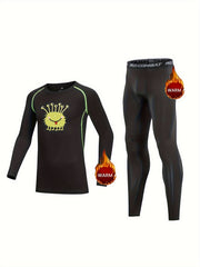Kids Compression Fleece Sets Long Sleeve Crew Neck Pullover & Pant